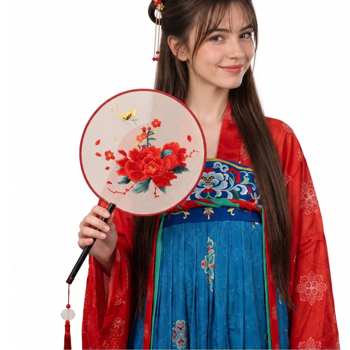 Chinese Flowers Hand Fan