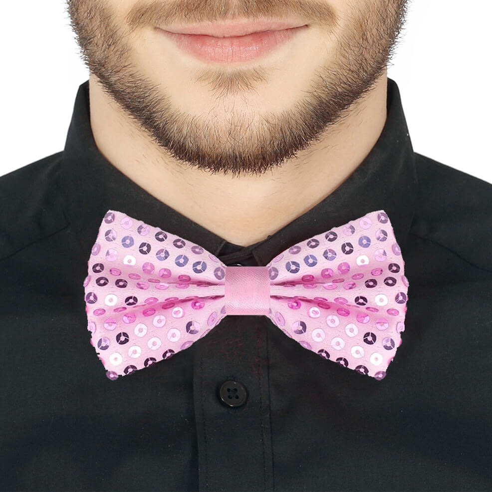 Pink Sequin Bow tie