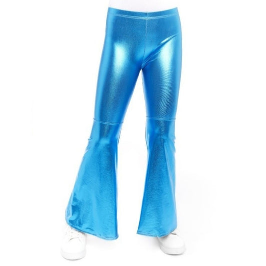 Kids Metallic Blue Flared Trousers