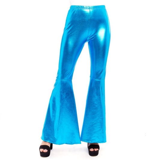 Metallic Blue Flared Trousers
