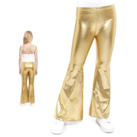 Kids Gold Metallic Flared Trousers