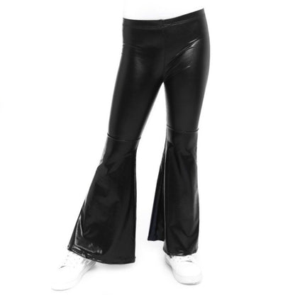 Kids Black Metallic Flared Trousers