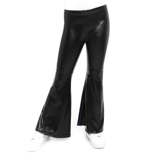Kids Black Metallic Flared Trousers