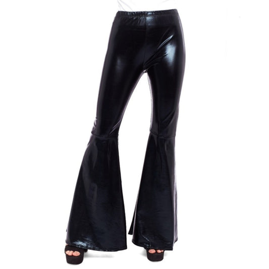 Black Metallic Flared Trousers