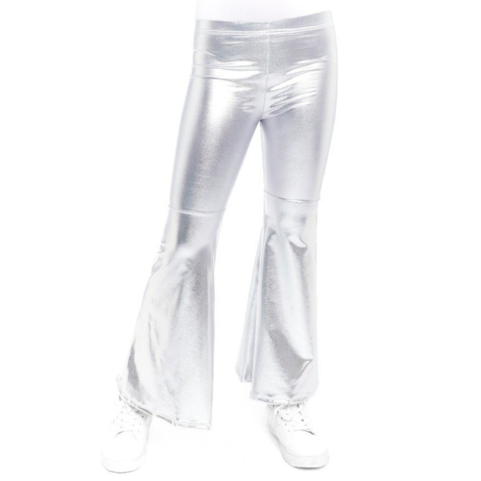 Kids Silver Metallic Flared Trousers