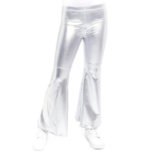 Kids Silver Metallic Flared Trousers