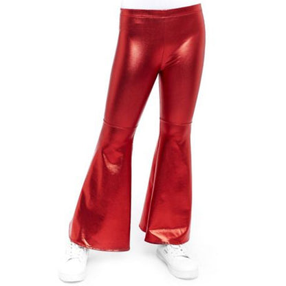 Kids Red Metallic Flared Trousers