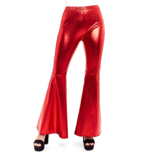 Red Metallic Flared Trousers