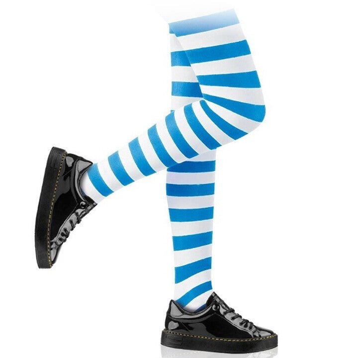 Kids Blue and White Striped Eco Tights