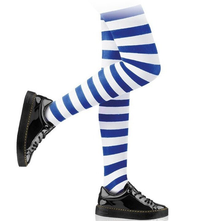 Kids Blue and White Striped Tights