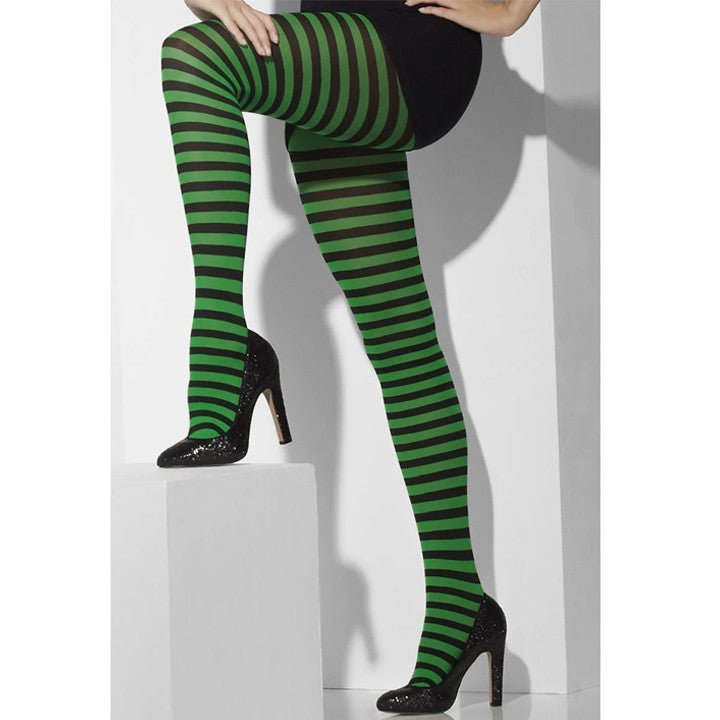 Deluxe Green and Black Striped Tights