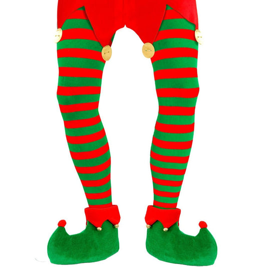 Green and Red Striped Tights XL