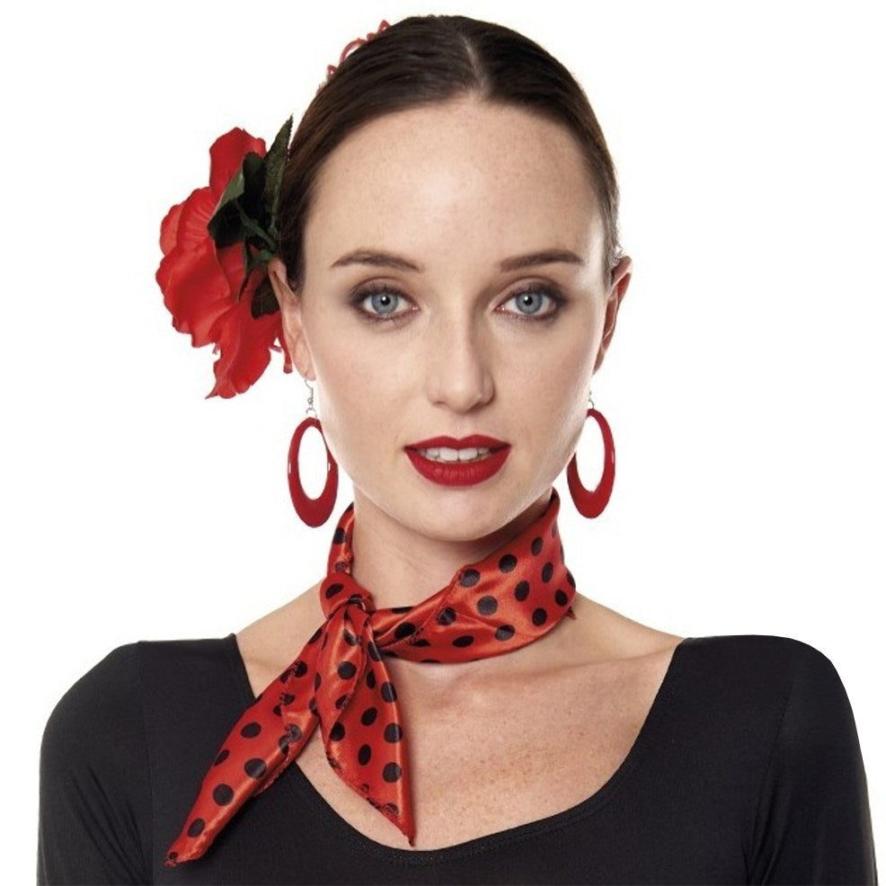 Red Flamenco Scarf with Polka Dots