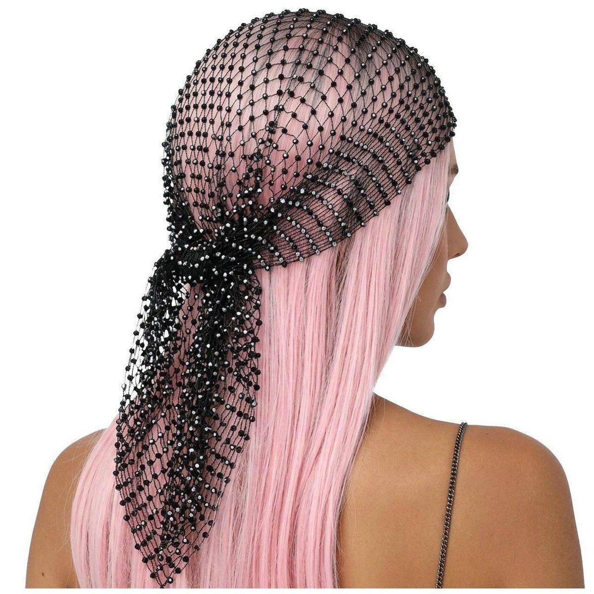 Black Festival Scarf with Rhinestones