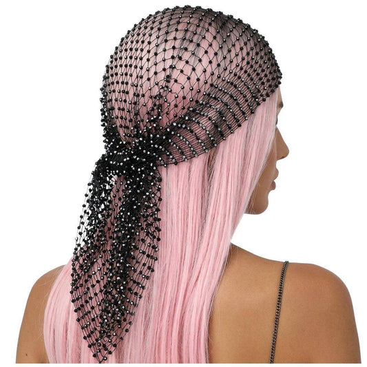 Black Festival Scarf with Rhinestones