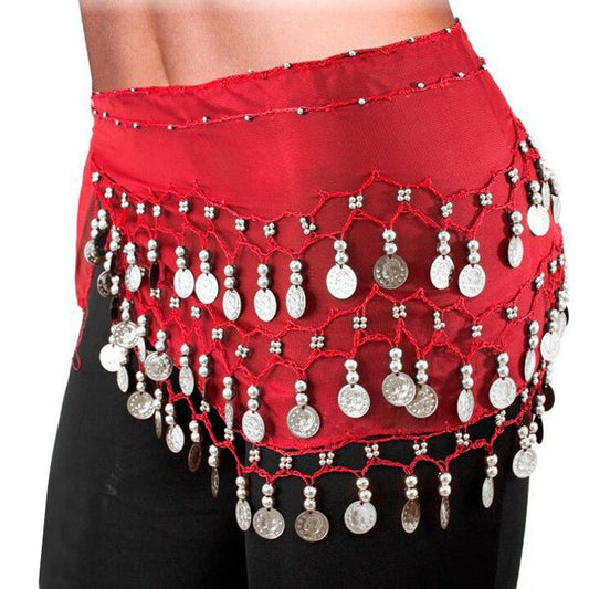 Red Gypsy Coin Scarf