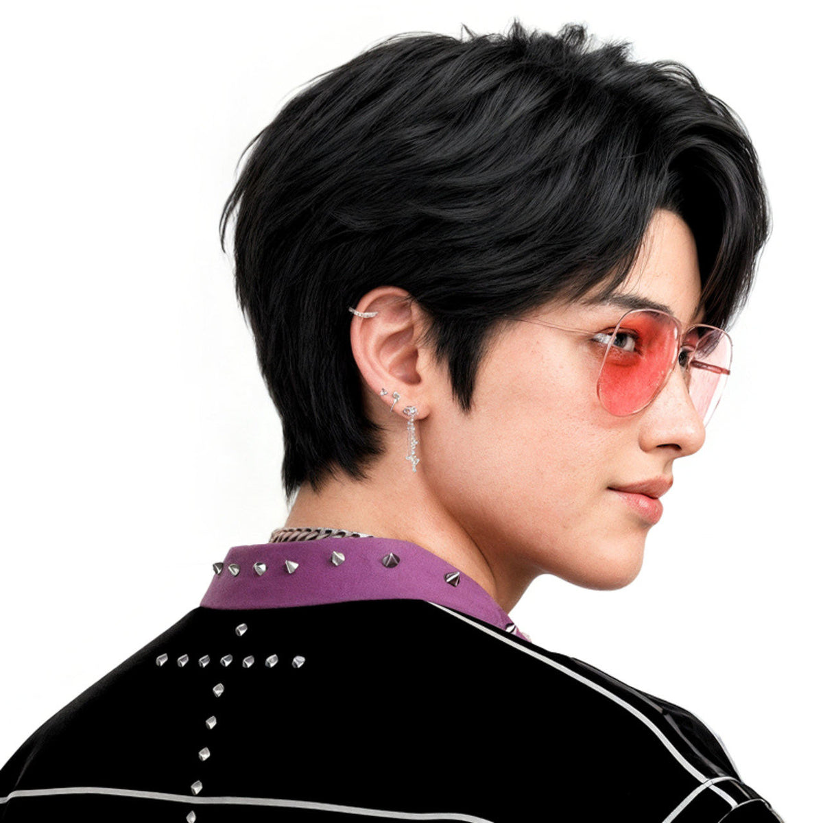 Black K-Pop Singer Demon Wig