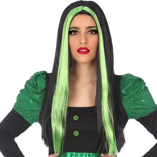 Long Wig with Green Streaks