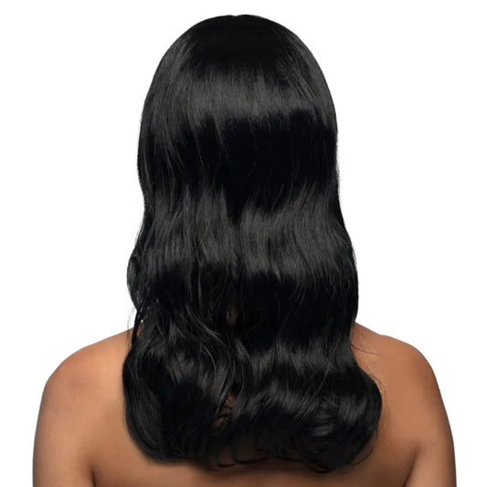 Black Wavy Wig with Fringe