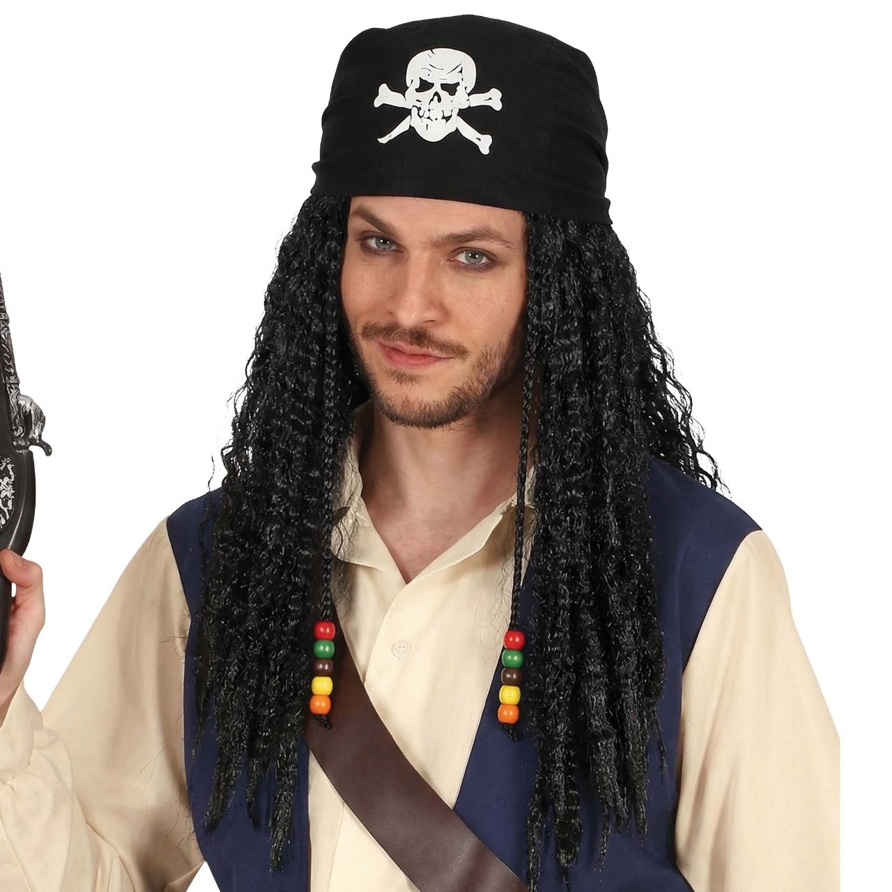 Pirate Wig with Skull Kerchief