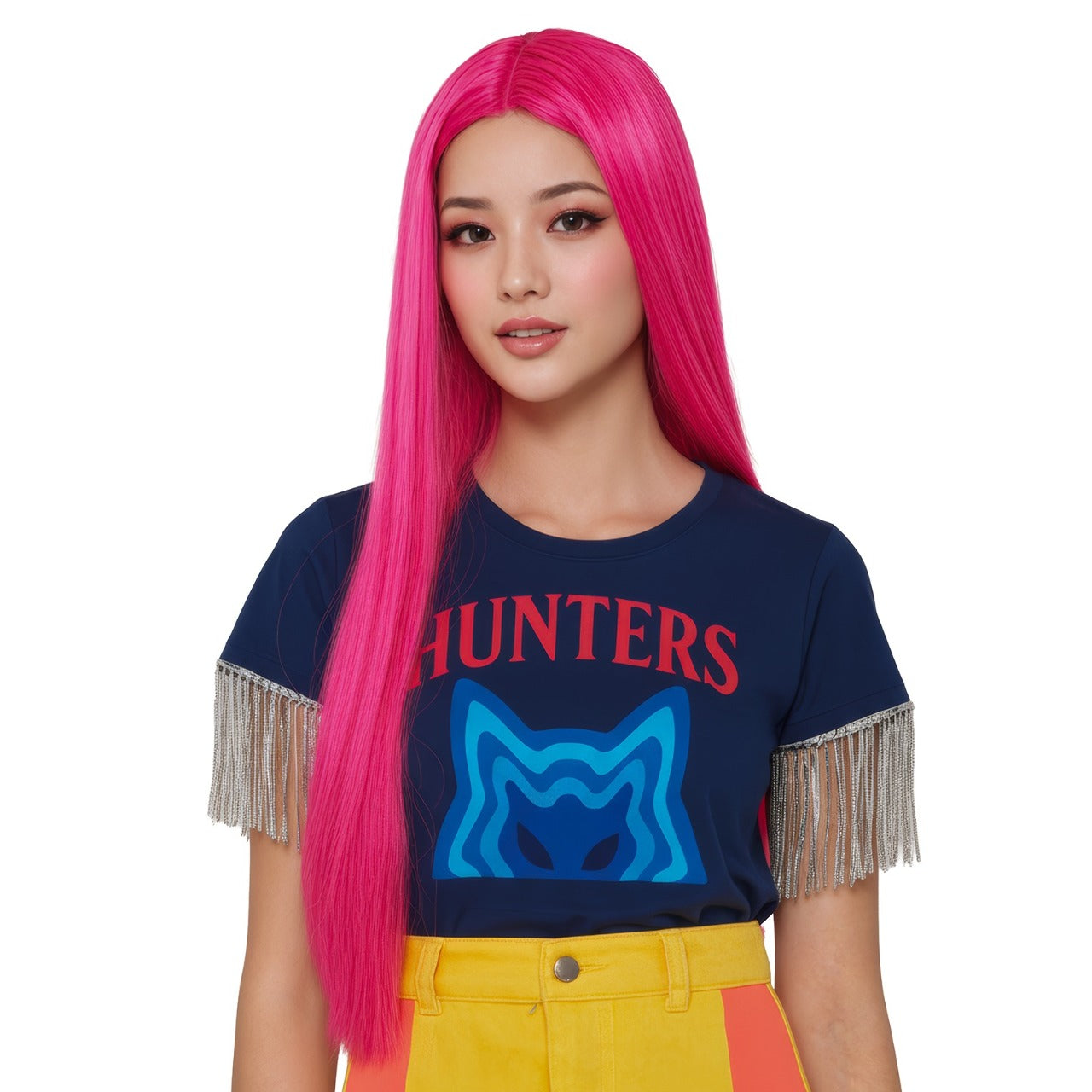 Straight Pink K-Pop Singer Wig