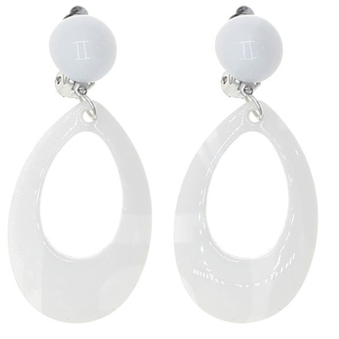 White Oval Flamenco Earrings