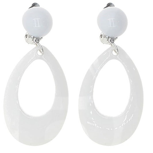 White Oval Flamenco Earrings