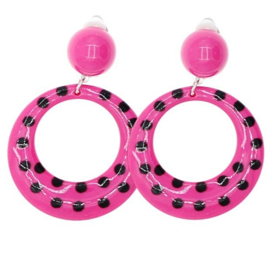 Fuchsia and Black Flamenco Earrings