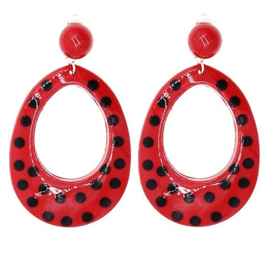 Red and Black Oval Flamenco Earrings