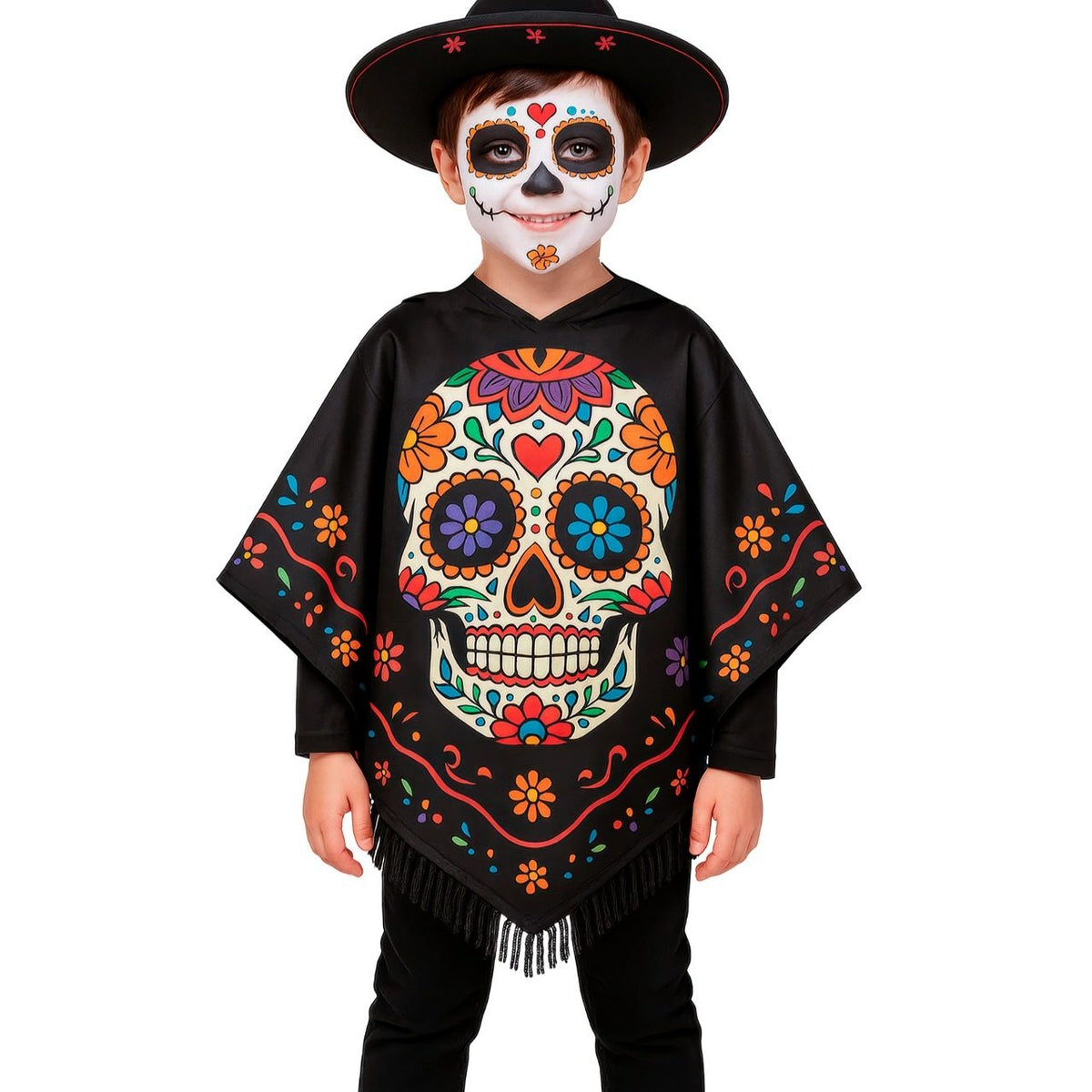Kids Catrina Skull Poncho