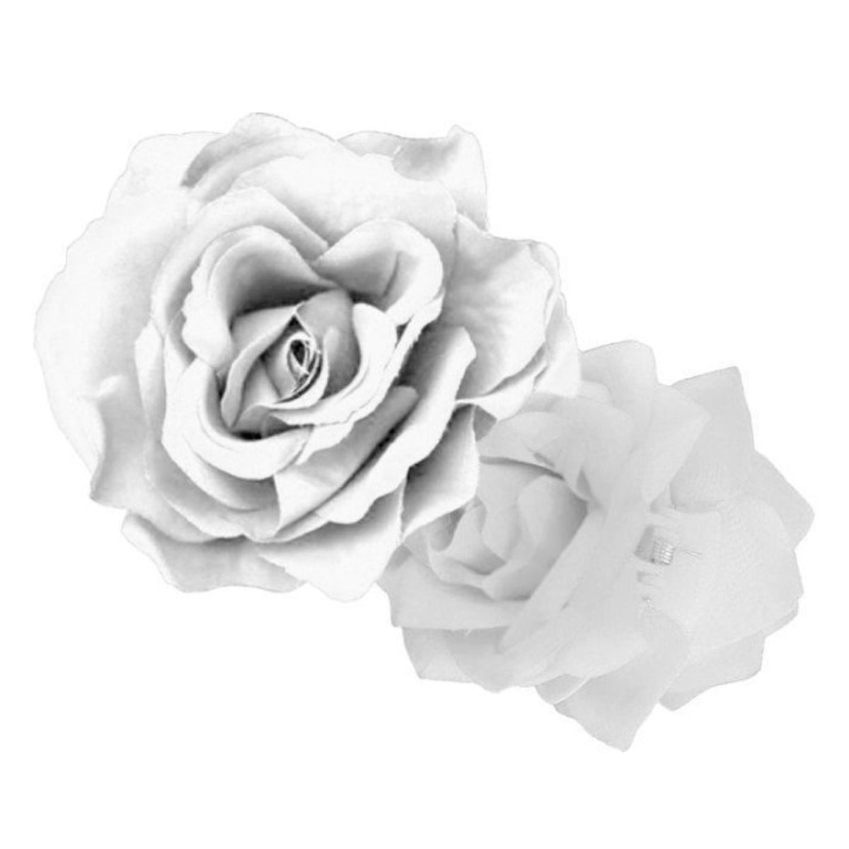 White Flamenco Rose with Clip