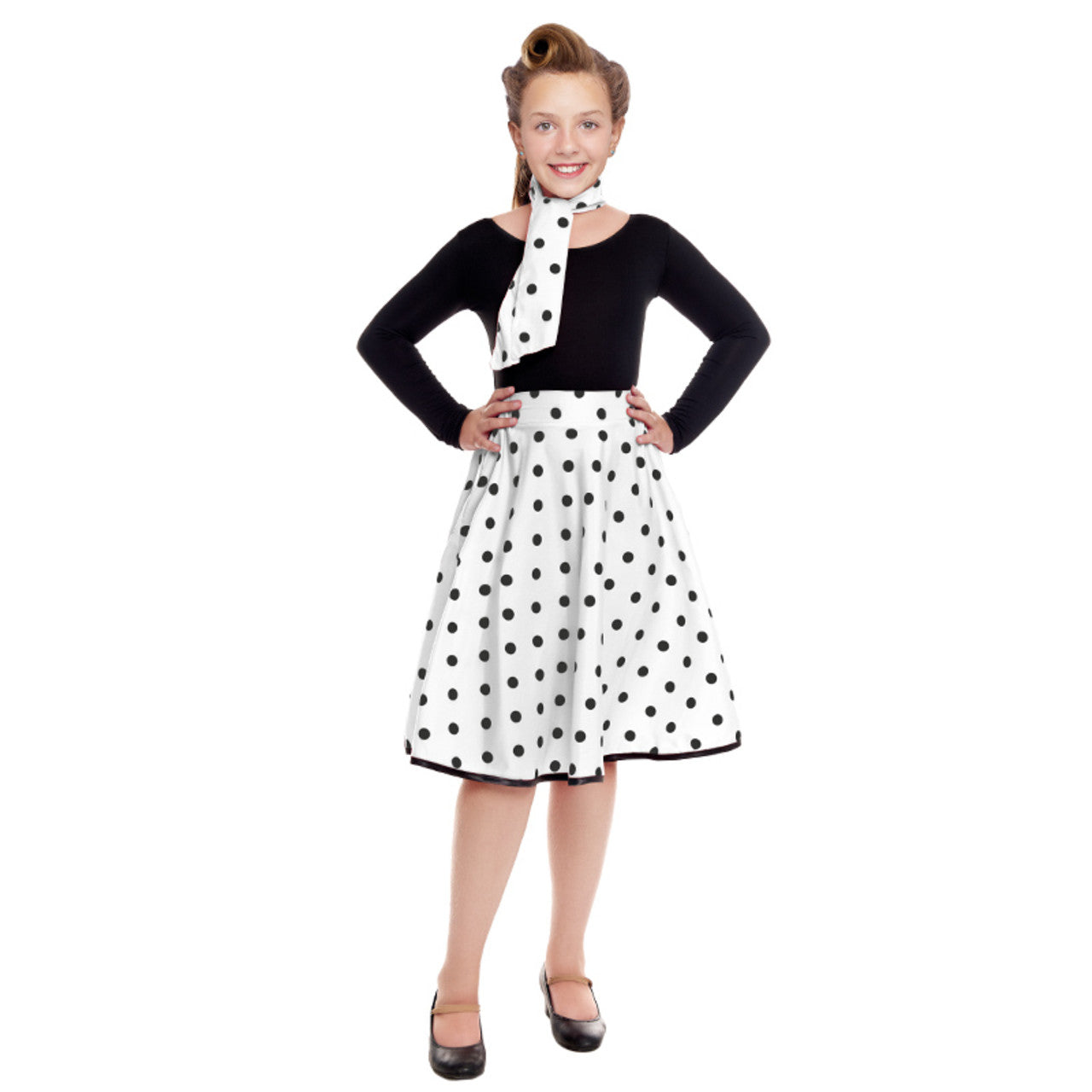 Kids 50s White Polka Dot Set
