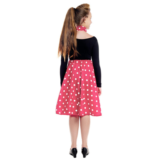 Girls 50s Fuchsia Polka Dot Set