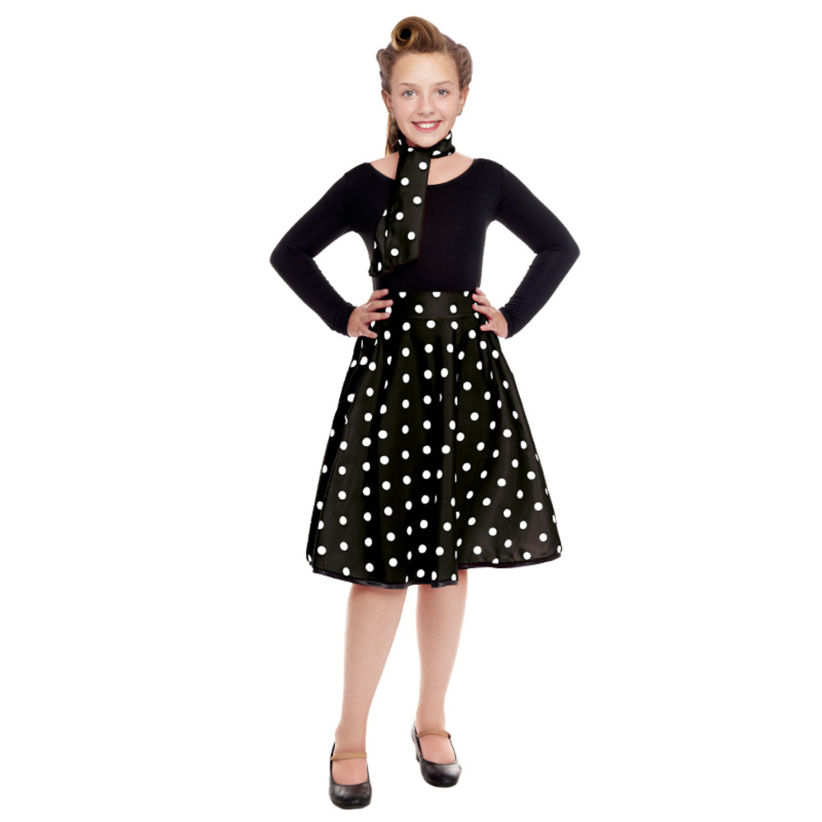 Kids 50s Black Polka Dot Set