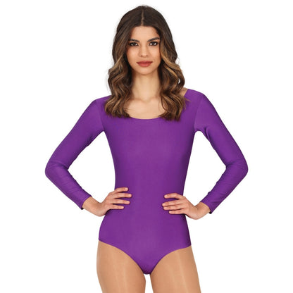 Womens Lilac Long Sleeve Bodysuit