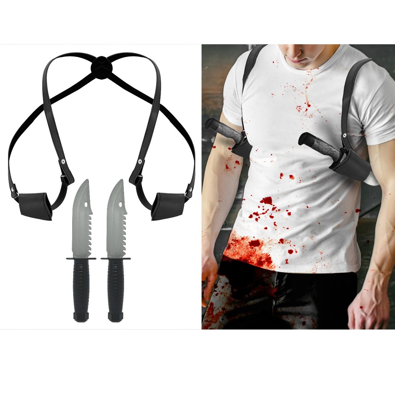 Shoulder Holster with 2 Knives