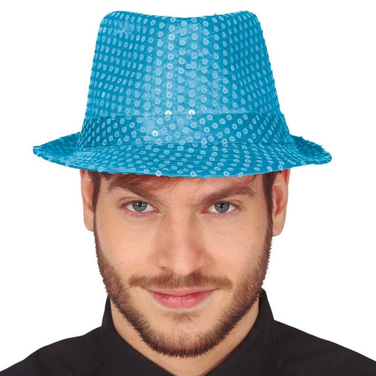 Light Blue Sequin Eco Gangster Hat
