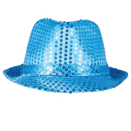 Light Blue Sequin Eco Gangster Hat