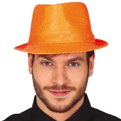 Orange Eco Sequin Gangster Hat