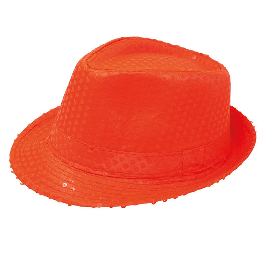 Orange Eco Sequin Gangster Hat