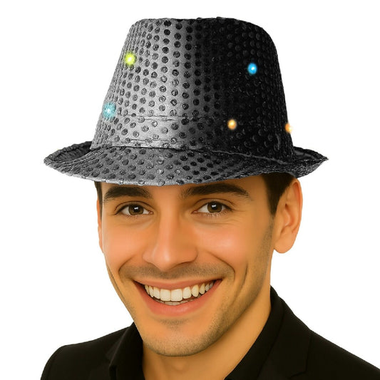 Black Sequin Light-up Hat