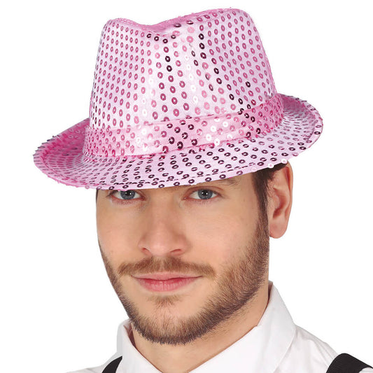 Pink Sequin Gangster Hat