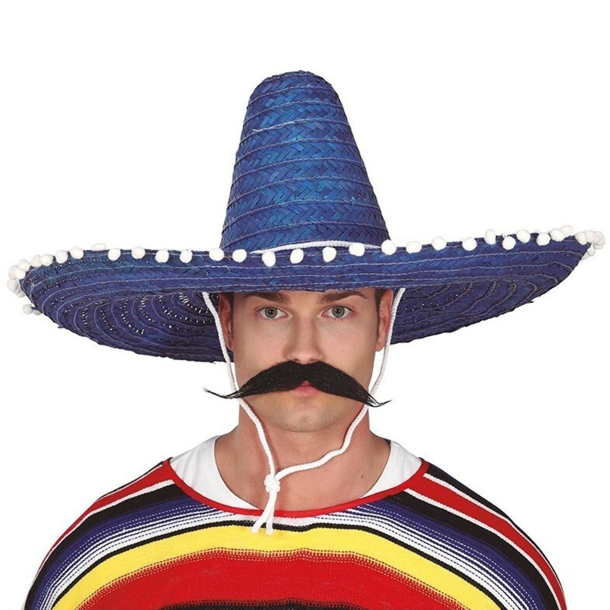 Large Blue Mexican Straw Hat
