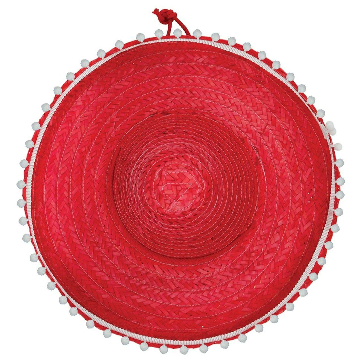 Red Mexican Hat with Pompoms