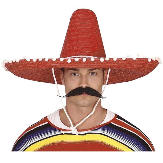Large Red Mexican Straw Hat