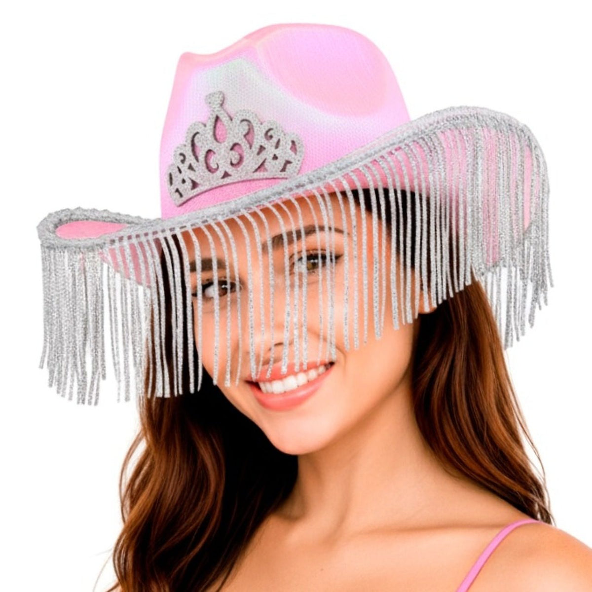 Pink Cowgirl Hat with Fringes