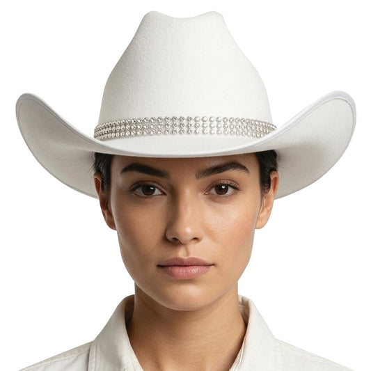 White Cowboy Hat with Rhinestones