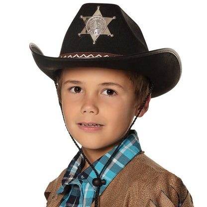 Kids Black Sheriff Cowboy Hat
