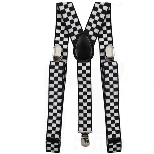 Black and White Check Braces