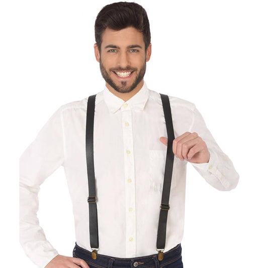 Black Faux Leather Braces